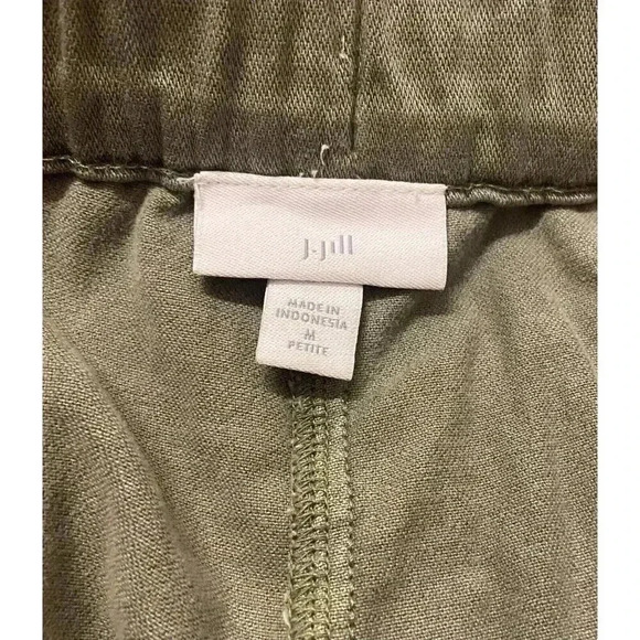 J Jill Pull On Pants Women’s Size Medium Petite Green Crop Pockets Cotton Tencel - Picture 6 of 8